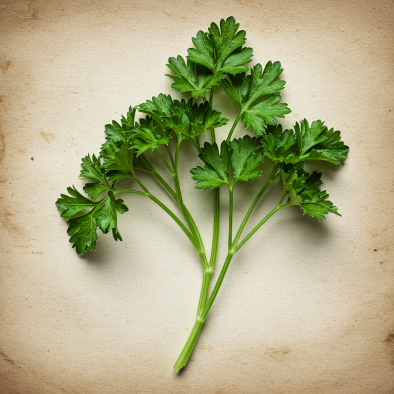 A close-up of a fresh bunch of green parsley leaves.