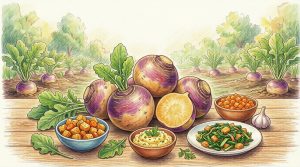 A large organic rutabaga tuber, a nutrient-dense root superfood used for natural healing and low-glycemic dieting.