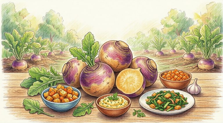 A large organic rutabaga tuber, a nutrient-dense root superfood used for natural healing and low-glycemic dieting.